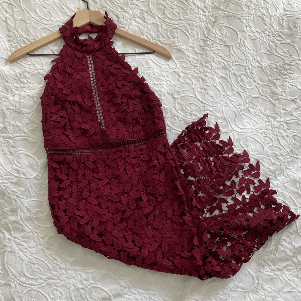 Bardot Gemma Halter Lace Sheath Dress